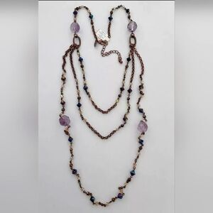 LIA SOPHIA COPPERY TONE LIGHT PURPLE RESIN 19"-23" NECKLACE NWT NWOT